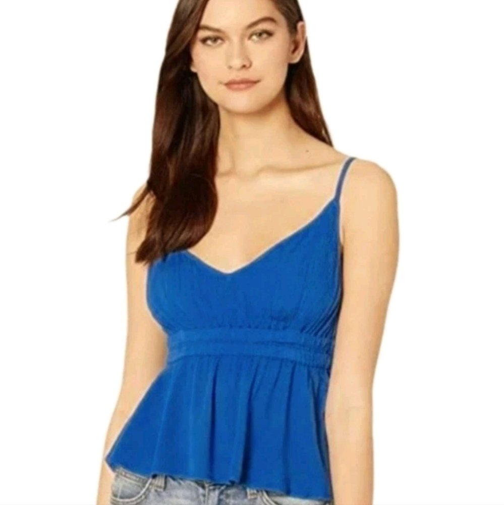 O'neill Kelby Woven Blue Baby Doll Tank Top V-neck Women size Med